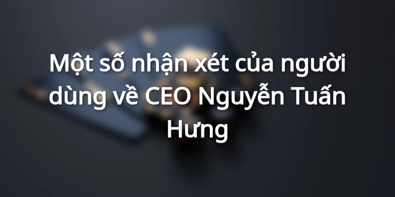 Một số nhận xét của người dùng về CEO Nguyễn Tuấn Hưng
